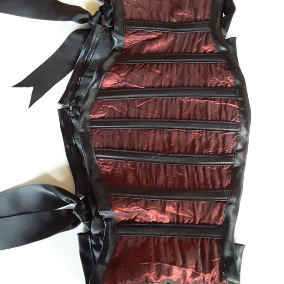 Burgandy/Black waist Corset, Vintage - Picture 2 of 4